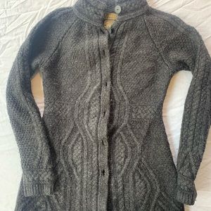 Charcoal Cable-Knit Long Cardigan Sweater